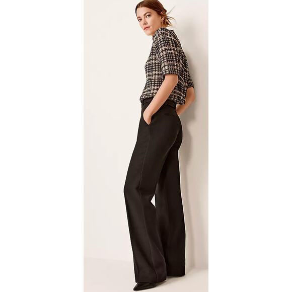 NEW Ann Taylor Black Belted Traouser Boot Cut Twill 10 - Picture 3 of 5